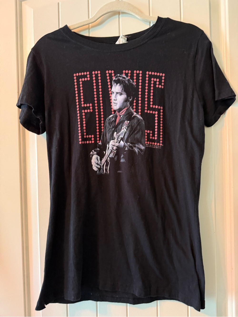 Bay Island Black Elvis Graphic Tee with Red Accents